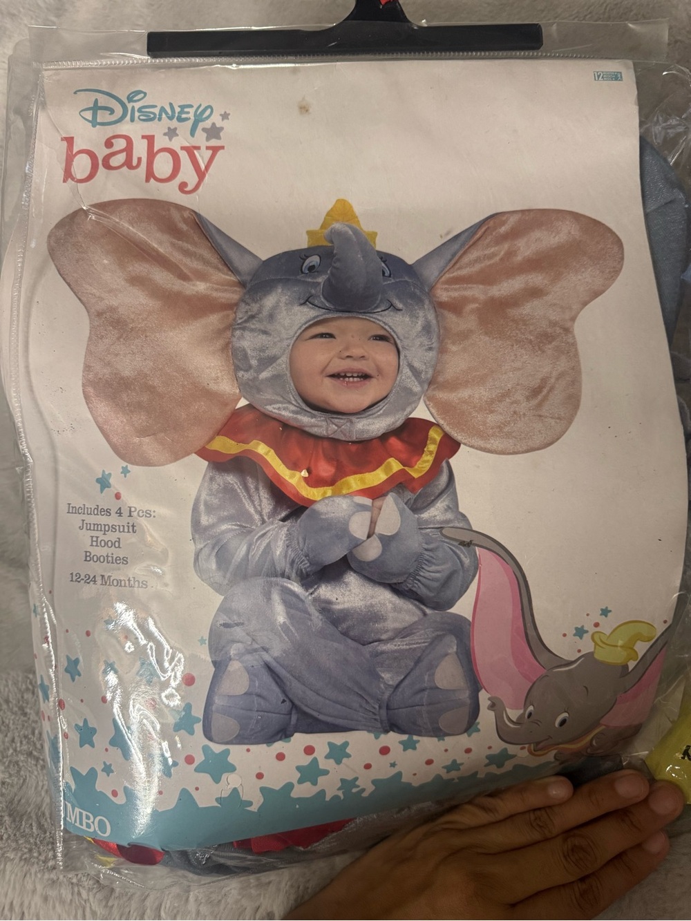 Disney Baby Gray Dumbo Elephant Costume with Pink Ears and Yellow Collar